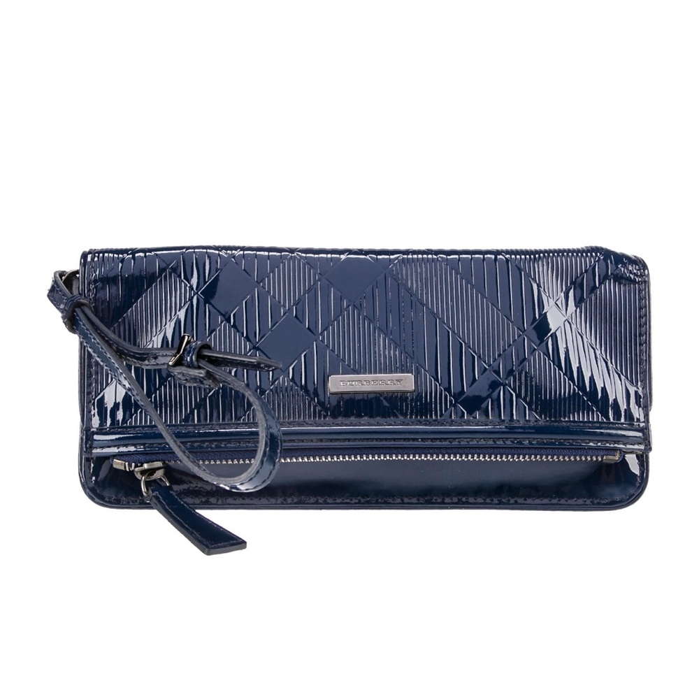 Burberry Navy Blue Patent Leather Clutch